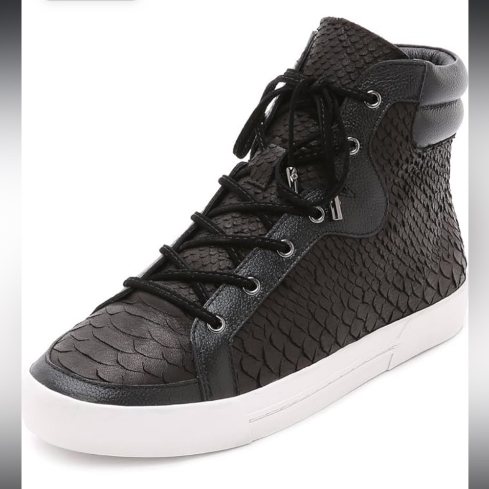JOIE DEVON SNAKE HIGH TOP LACE UP SNEAKERS 39.5